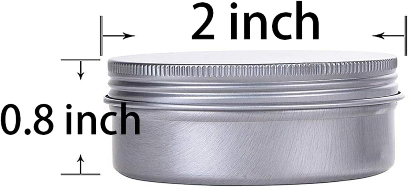 1 Ounce Aluminum Tin Jar Refillable Containers 30 ml Aluminum Screw Lid Round Tin Container Bottle 50 Pack for Cosmetic,Lip Balm, Cream