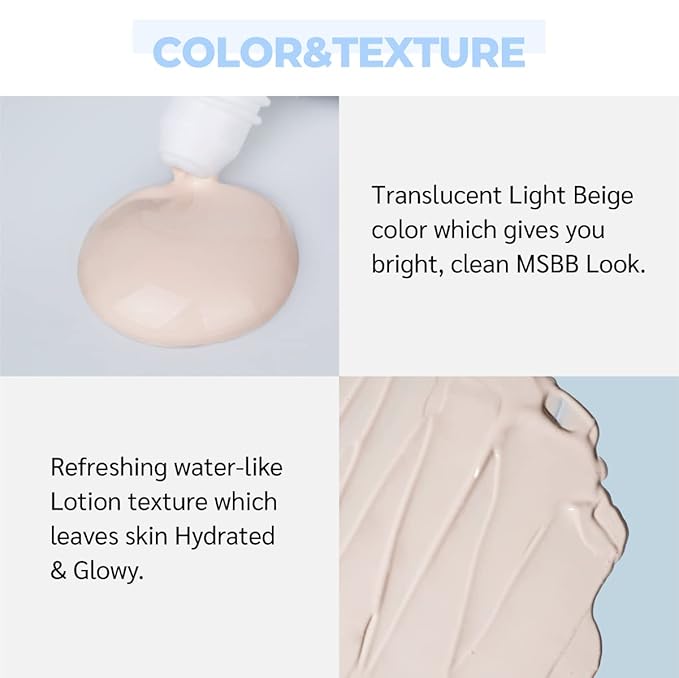 numbuzin No.1 Pure Glass Clean Tone Up | Hyaluronic Acid, Glossy Finish, Tinted, Light Beige Color | 1.69 fl oz