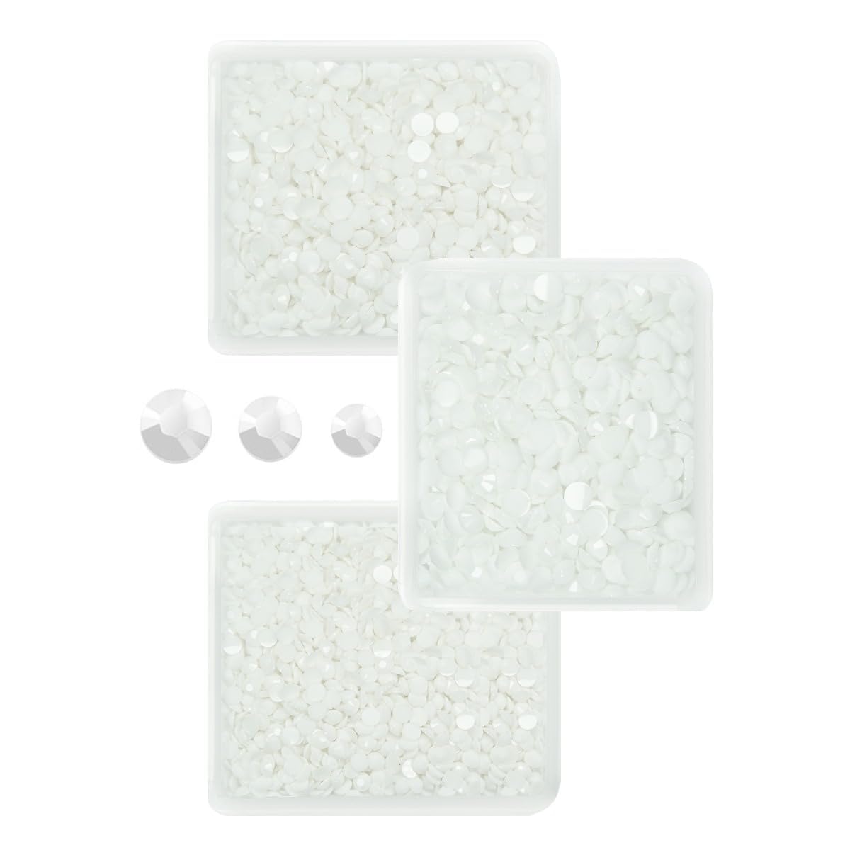 Pure White Resin Rhinestones for Crafting 3mm 4mm 5mm Flatback Jelly Stones Bulk SS10 SS16 SS20 Diamonds Crystals Gems for Nails Face Eyes Makeup Body Tumblers Bottles DIY Decor Crafts Clothes