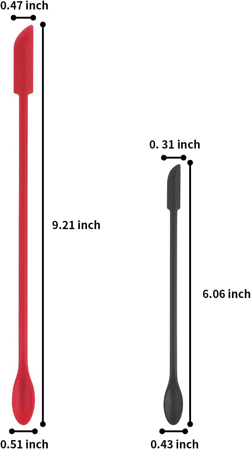 Mini Spatula Silicone Spatula Set - Cuttte 2pcs Small Makeup Scrapers for Cosmetics, Reusable Beauty Tiny Tools, Thin Jar Scraper, Get Last of Makeup Out, Black and Red