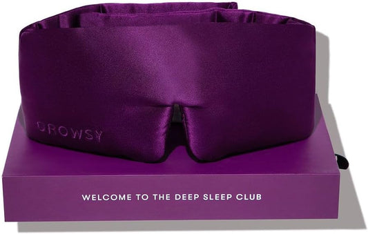 DROWSY Silk Sleep Mask. Face-Hugging, Padded Silk Cocoon for Luxury Sleep in Total Darkness. (Purple Martini)