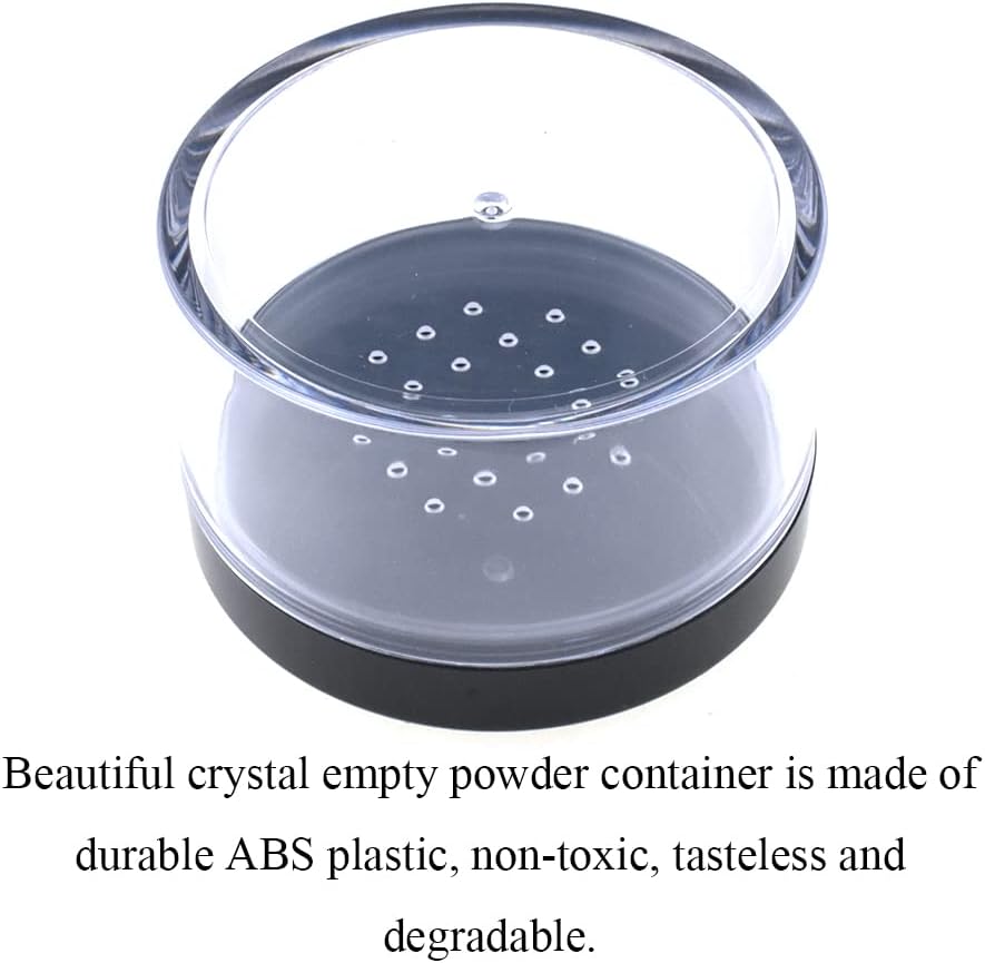 HAHIYO 2Pcs 50ml/1.69oz Plastic Empty Travel Powder Container Large Loose Powder Compact Case Makeup Cosmetic Jar Refillable Powder Box No Leak Powder Holder with Common Sifter and Black Screw Lid