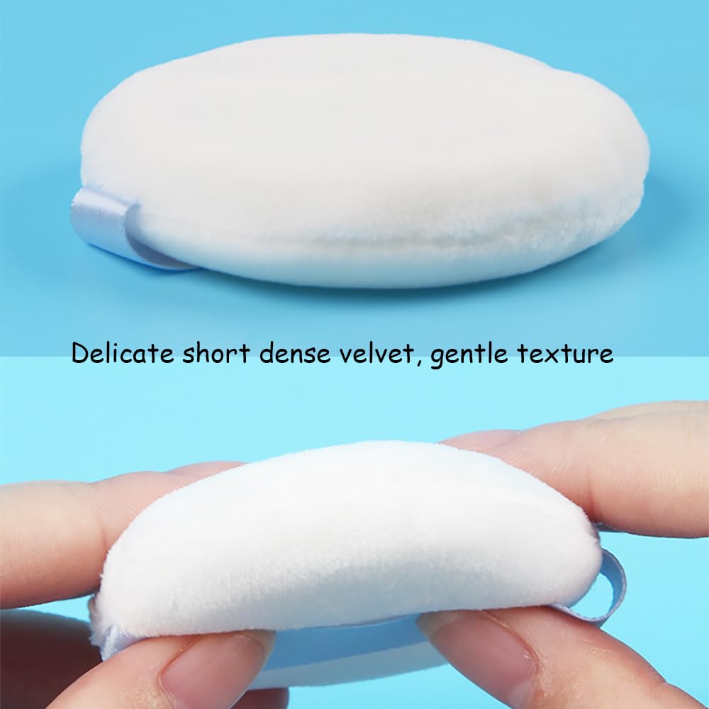 Ultra Soft Powder Puff and Container 3.3" High Density Velvet Dusting Washable Reusable Powder Puff,Body Powder Puff and Glass Jar Holder Loose Powder Box with Puff for Face Makeup(Black)
