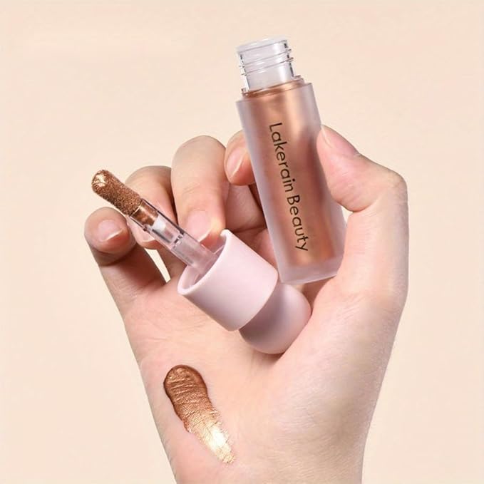 Liquid Highlighter, Contour Stick Makeup Highlighter for Face, Waterproof Luminous Lotion, Silky Smooth Glitter Highlighter Makeup Stick, Multi-Use Body Shimmer Liquid Bronzer 03# ROSE GOLD