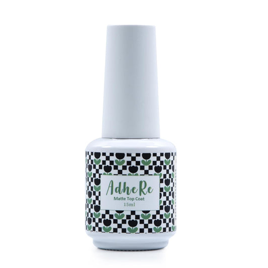 ADHERE Matte Gel Top Coat 15ML,No Wipe Matte Top Coat Soak Off LED Nail Lamp Gel Nail Polish Matte Finish，Long-lasting for Nail Art DIY Home Nail Salon