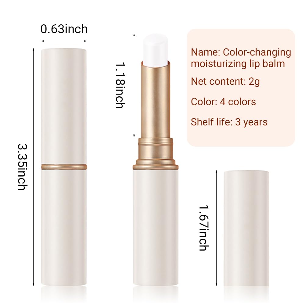 evpct 4Pcs Magic Color Changing Lipstick Long Lasting Waterproof 24 Hours Original for Women, Honey Orange Raspberry Strawberry Pink PH Mood Permanent Color Changing Lipstick Lip Balm, labial magico