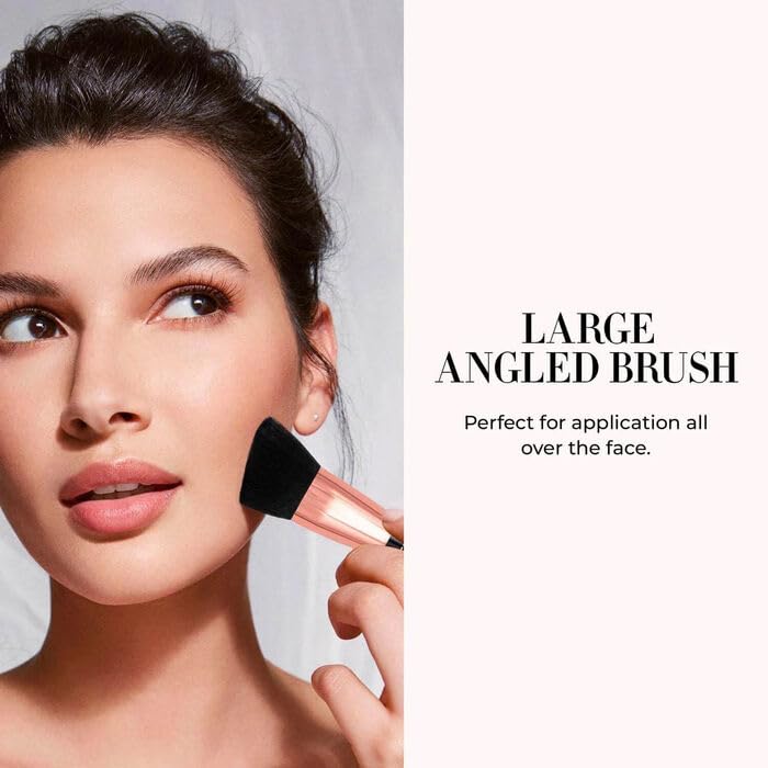 LUMINESS Silk Airbrush Spray Foundation & Buffing Brush Kit – Full Coverage Foundation & Dual-Sided Buffing Brush - Buildable Coverage, Anti-Aging Formula Hydrates & Moisturizes - Light Medium