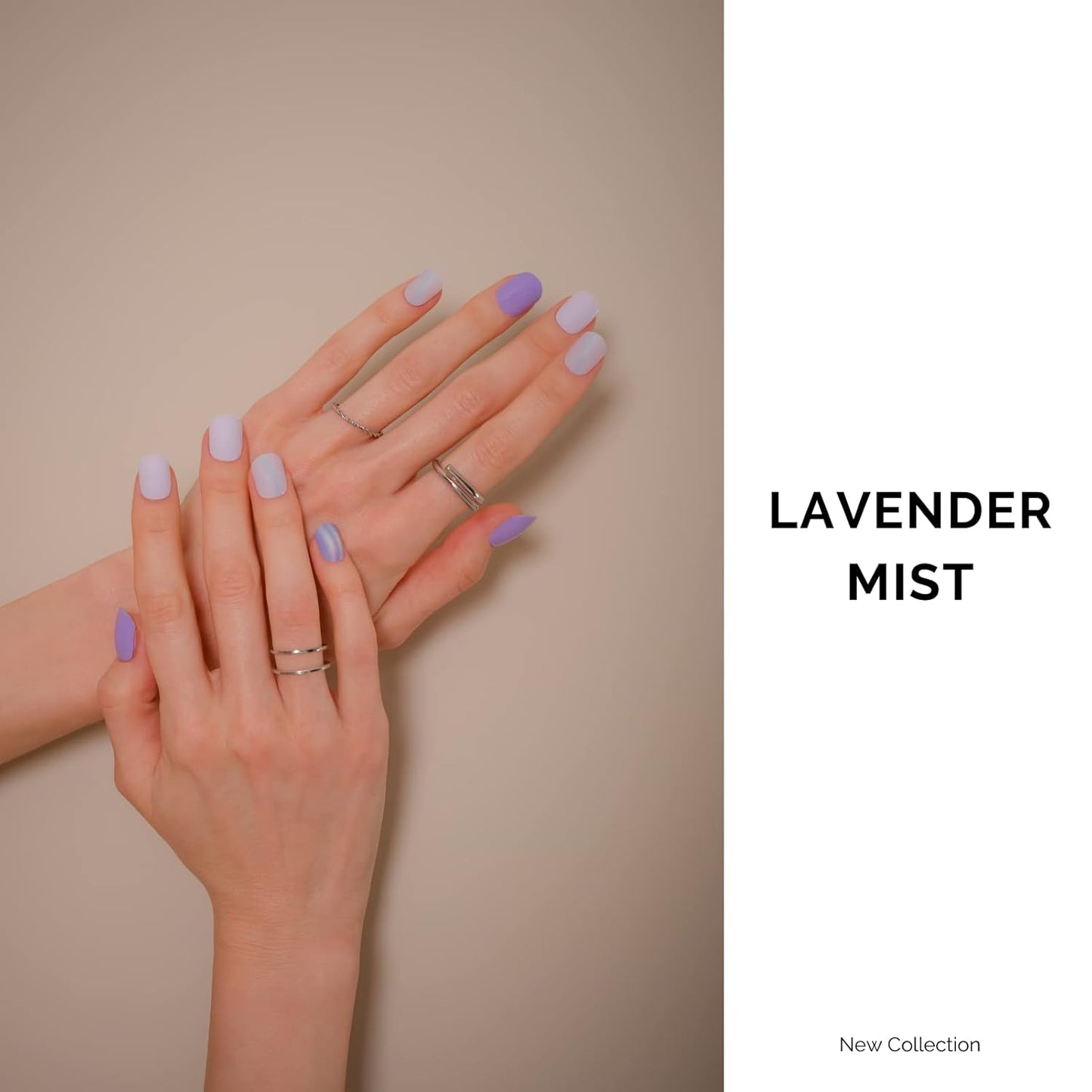 NAILOG Semi Cured Gel Nail Strips 34 pcs, Buy 2 Get 1 UV Lamp, Salon-Quality Gel Nail Stickers, Semicured Nail Wraps with Soft Gel Finish | Lavender Mist