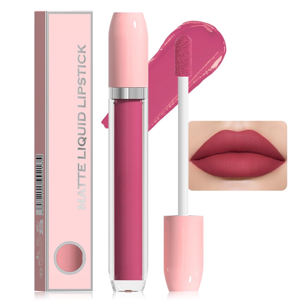 BINGBRUSH Super Matte Longwear No-Budge Stay On Smudge Proof Liquid Lipstick Long Lasting Makeup for Women,Highly Pigmented Color and Instant Shine, Cheeky