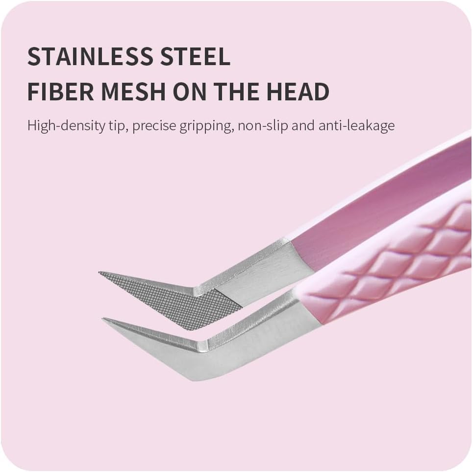 Eyelash Extension Tweezers,Fiber Tip Grip Boot Volume Lash Tweezers,Professional Pointed Lash Extension Tweezers for Easy Lash Application and Removal-F08