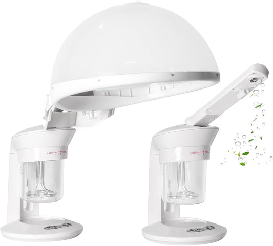 Hair Steamer, 2 in 1 Hair and Face Steamer for Natural Hair with UV Ozone, Hair Humidifier Moisturising Hydration System Sprayer for Personal Care Use at Home Salon and Salon SPA White