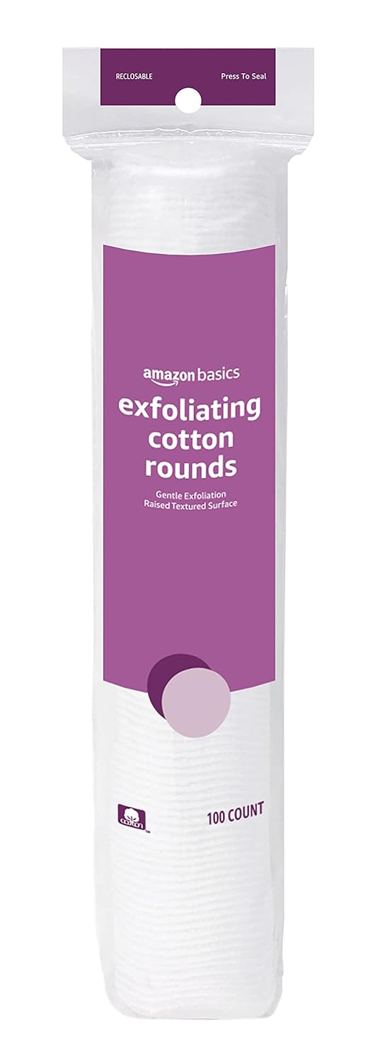 Amazon Basics Exfoliating Cotton Round, 600 Count (6 Packs of 100) (Previously Solimo)