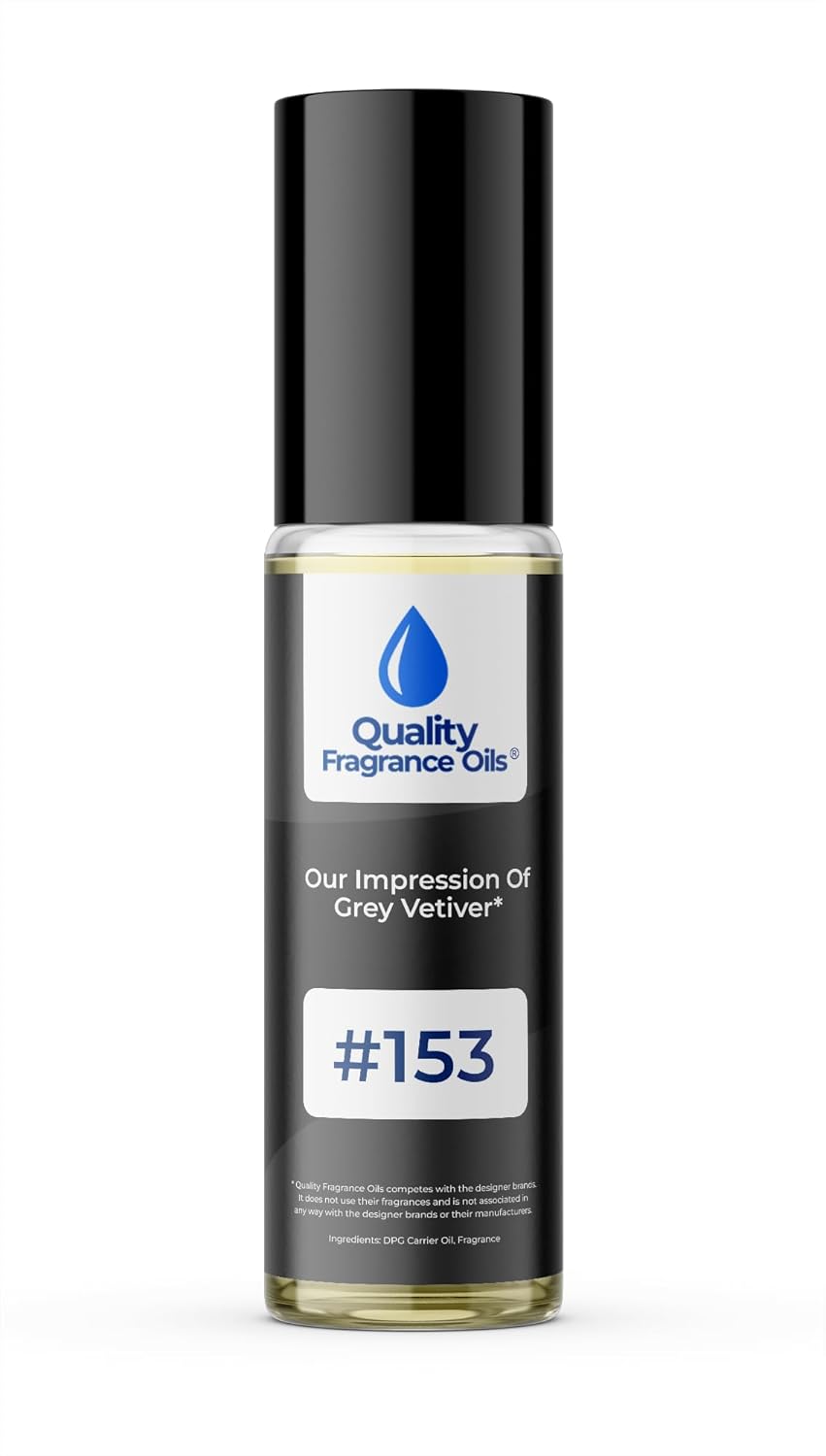 Quality Fragrance Oils' Grey Vetiver Impression #153 | Long-Lasting Perfume Oil, Alcohol-Free, Strong Scent, 10ml Roll-On | Affordable Alternative to Designer Fragrances