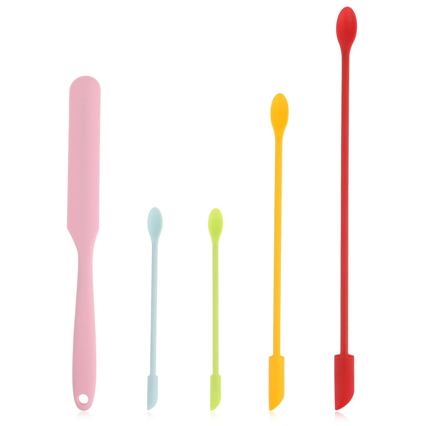 5 PCS Beauty Spatula Makeup Spatulas Silicone Cosmetics Lotion Spatula Multicolor Facial Spatula Set Reusable Rubber Spatula Beauty Silicone Stir Sticks for Cosmetic Kitchen Bottles
