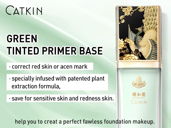 CATKIN Tinted Face Makeup Primer Base for Even Skin Tone, Color Neutralizing, Redness Reduction, Pore Blurring, Infused with Hyaluronic Acid, Soothing and Calming for Sensitive Skin