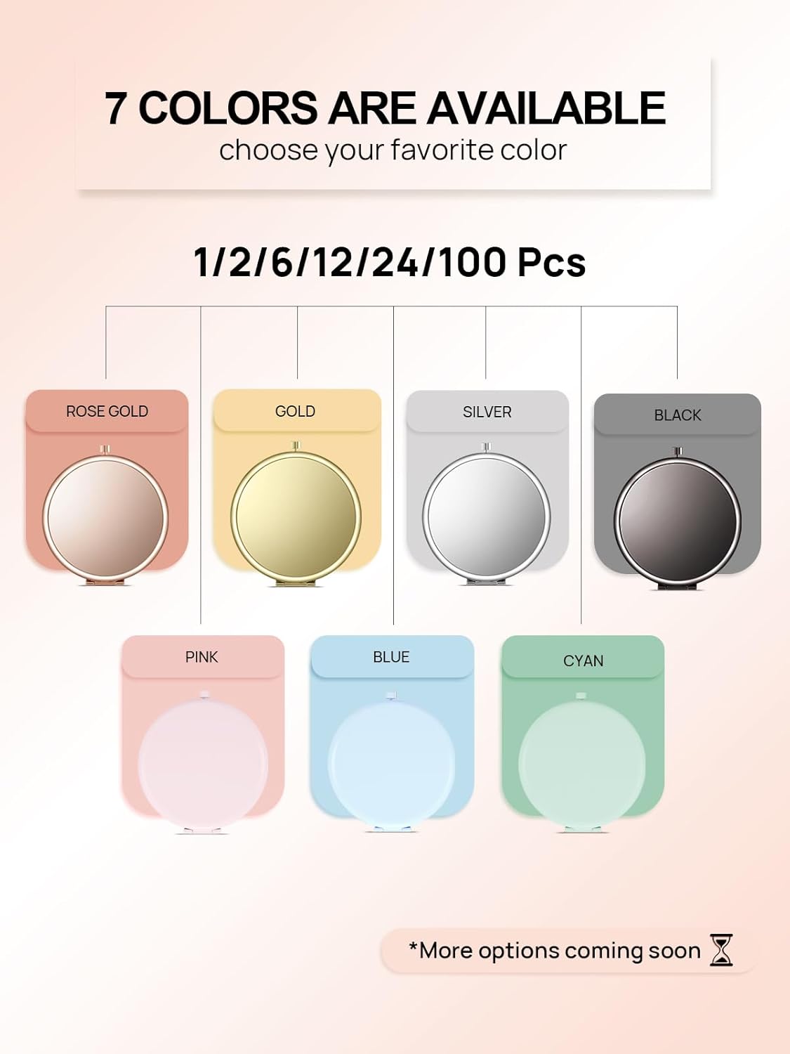 Compact Mirror for Purse, Double-Sided 1X/2X Magnifying Metal Pocket Makeup Mirrors(Round,Pink Marshmallow)