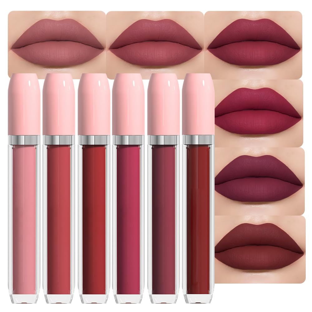 BINGBRUSH Super Matte Longwear No-Budge Stay On Smudge Proof Liquid Lipstick Long Lasting Makeup for Women,Highly Pigmented Color and Instant Shine, Cheeky, Soft Matte Lip Cream Lightweight Lipgloss