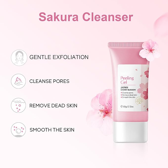Sakura Skin Care Set, Face Care Sets for Women, 5Pcs Face Moisturizer Set Include Sakura Cream, Sakura Cleanser, Sakura Serum, Sakura Eye Cream, Sakura Mud Mask, Skin Care Gift Set for Teen Girls