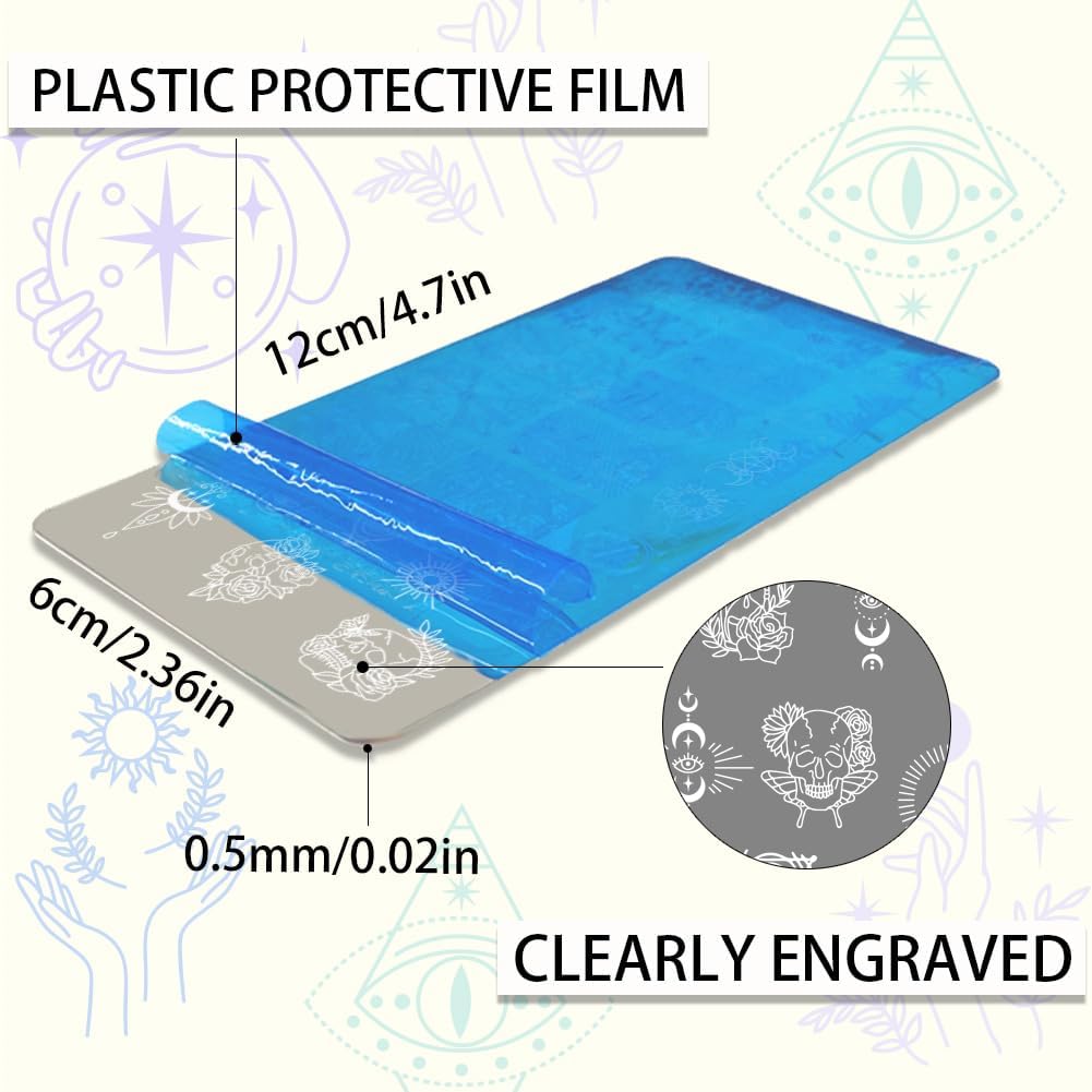 PH PandaHall 3pcs Moon Sun Nail Art Stamping Plate Nail Stamper Dreamcatcher Nail Stamping Plate Nail Stencils Print Nail Stencils Stainless Steel Nail Image Plates for Nail Art Design Manicure Salon