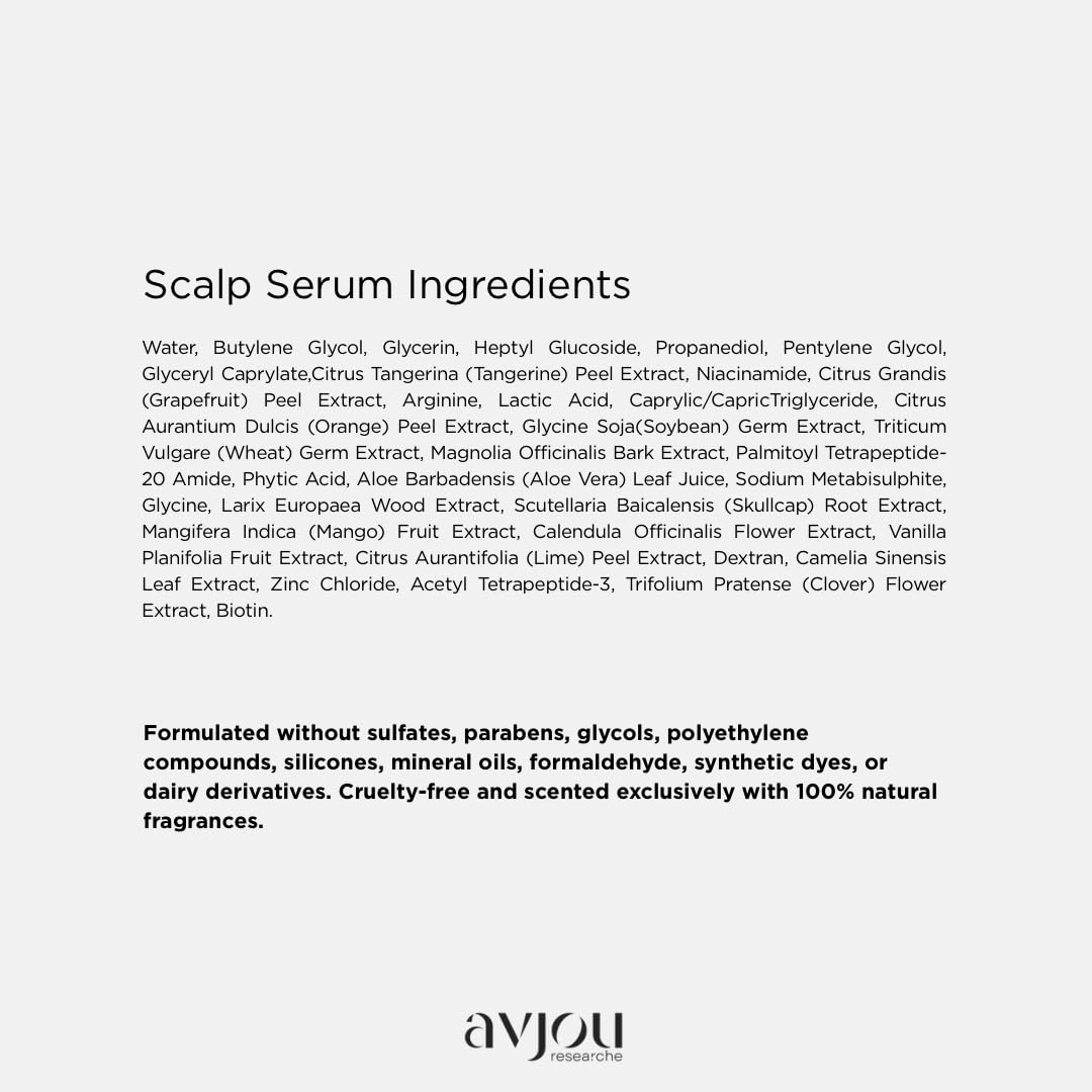 Avjou Researche™ Scalp Serum – Thicker, Fuller-Looking Hair + Targets Visible Signs of Premature Greying – 3 Patented Ingredients – Backed by Cosmetic Science – Oil-Free, All Hair Types, 1.7 oz