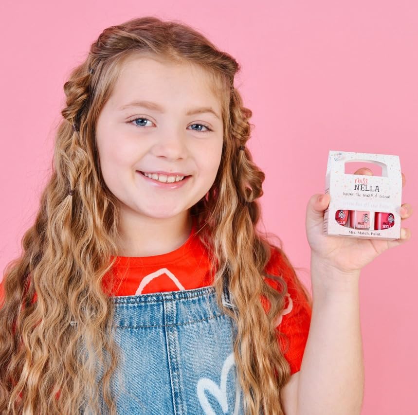 MISS NELLA-Peel Off, Odour Free, Water Base & Safe for kids nail polish pack of 3 (PINK GLITTER ATTACK)