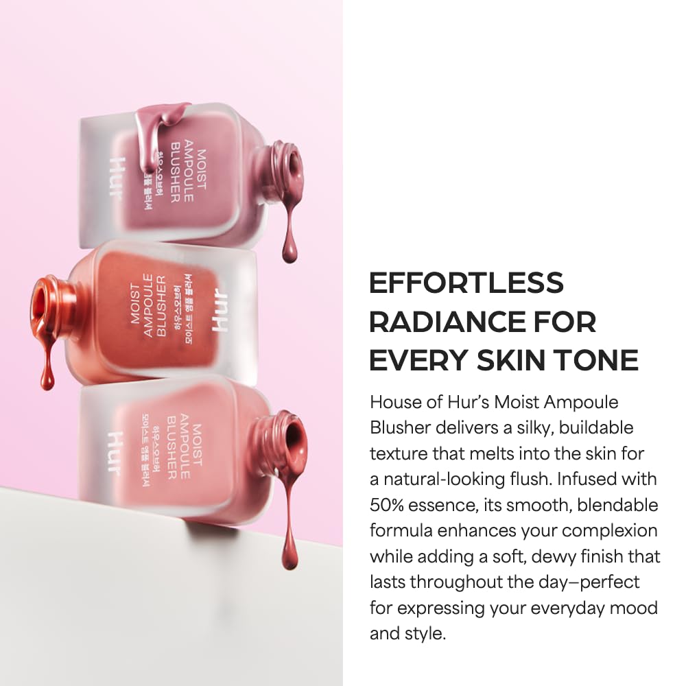 Moist Ampoule Blusher with 50% Moisture Essence | Hydrating & Long-Lasting Blush | 0.68fl.oz (9 Shades) (Cherry Blossom)