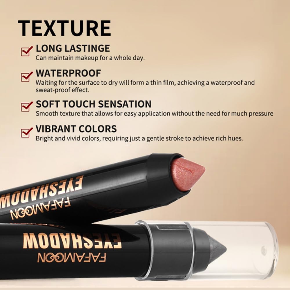 Monochrome Cream Glitter-Shimmer Eye Shadow Stick Palette makeup | 2-in-1 Eyeshadow & Eyeliner Pencil for Women | Waterproof, Vegan & Cruelty-Free | Sombras Para Ojos | 06 Shimmer Dark Brown