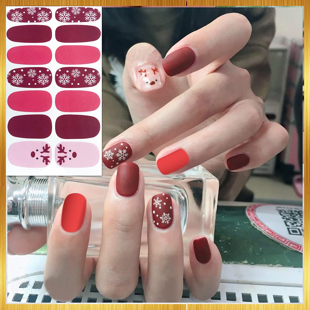 WOKOTO 20 Sheets Mixed Halloween & Christmas Nail Stickers Full Wraps Gel Strips for Women with File Kit, Nail Polish Strips Stickers Set Pumpkin Bat Ghost Spider Halloween Nail Wraps