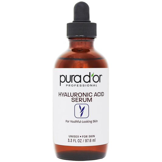 PURA D'OR 3.3 Oz Hyaluronic Acid Serum For Deep Hydration - Anti-Aging, Plumping & Moisturizing Formula For Smooth, Supple Skin - Natural Skincare Boost - Fine Lines & Wrinkle Reducer - Travel Size