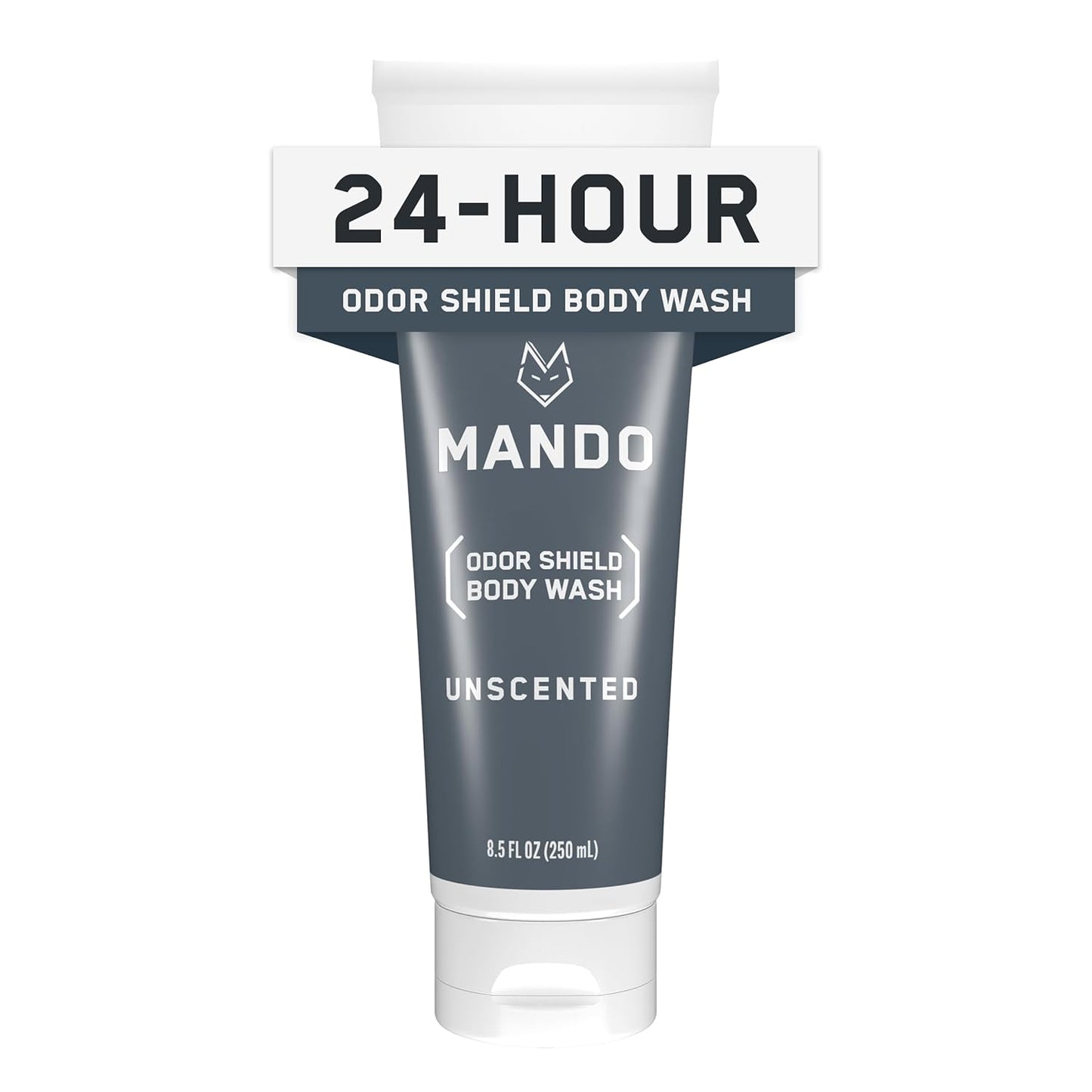 Mando Odor Shield Body Wash - 24 Hour Control - Removes Odor Better than Soap - SLS Free and Paraben Free, Skin Safe - 8.5 Ounce (Unscented)