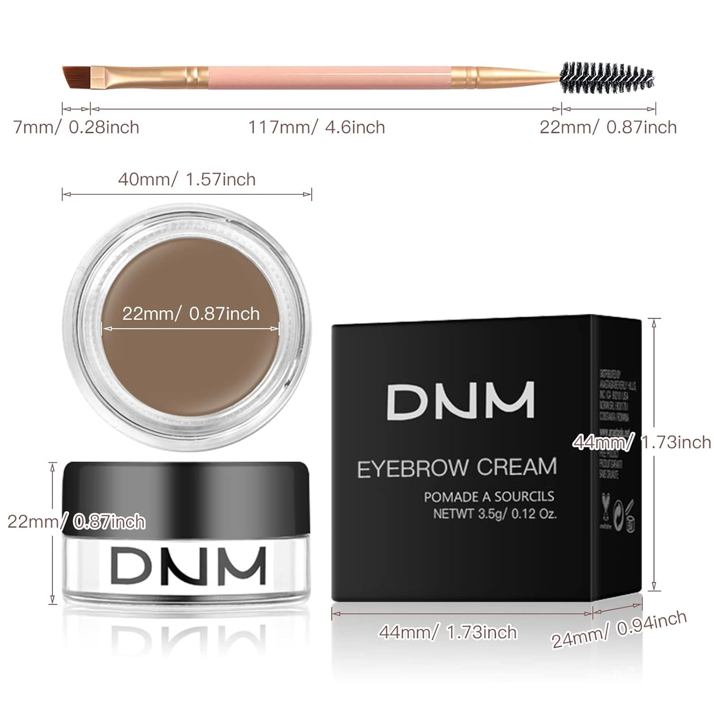 Eyebrow Pomade Kit with Dual-ended Eyebrow Brush, Water and Stain Resistant High Pigment Pomade, Corrects Brow Imperfections for Natural Long-lasting Brow Makeup (07# Taupe)