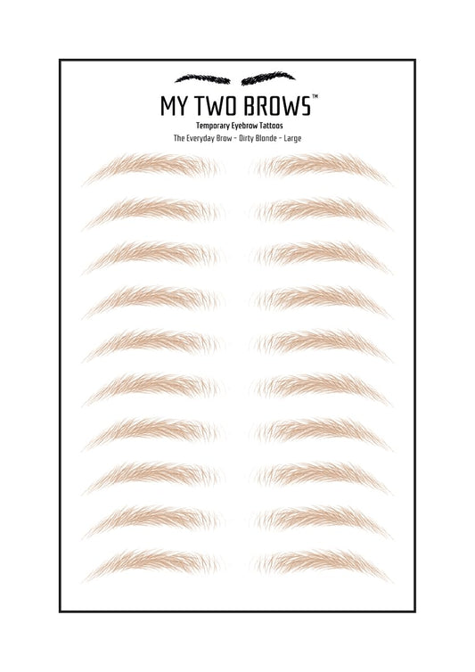 (10 pairs) Dirty Blonde Temporary Eyebrow Tattoo - Large Size - Waterproof & Smudgeproof - Everyday Brow Style Eyebrow Stickers - Sheet Lasts up to 30 Days - Won't Work on Existing Brows
