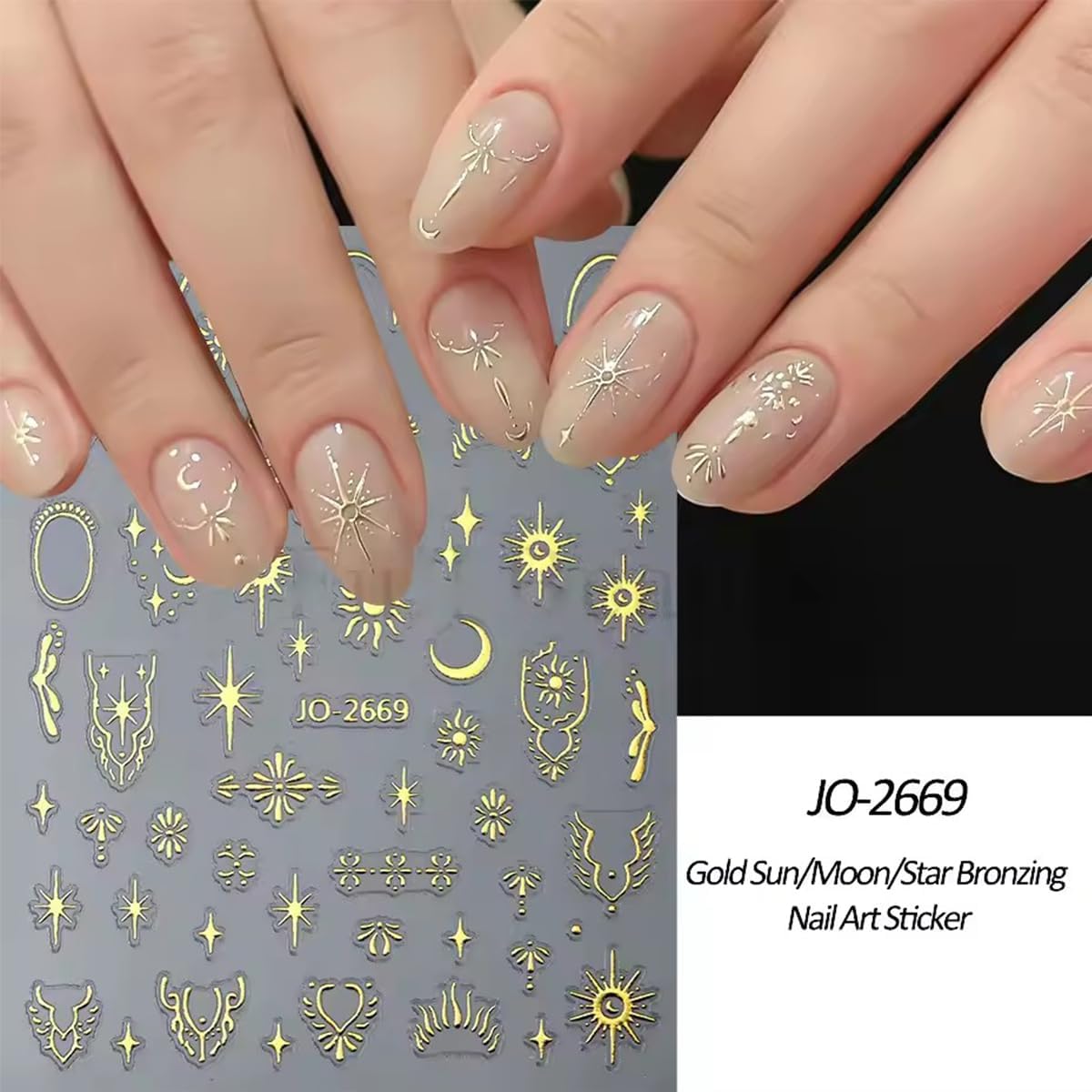 6 Sheets Star Nail Art Stickers 3D Self-Adhesive Pegatinas Uñas Silver Gold Nail Stickers Star Moon Nail Decals for Nail Art Design Decoration Accessories for Women Girls DIY