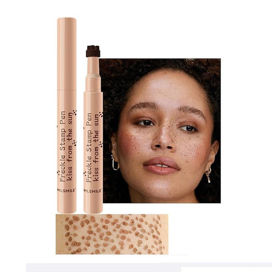 AKARY Stamp Freckle Pen Natural Lifelike Fake Freckles Makeup, Waterproof Long Lasting Quick Dry 5 Comb Corners Natural Like Face Freckle Makeup Pen for Effortless Sunkissed Makeup, 03-Chestnut