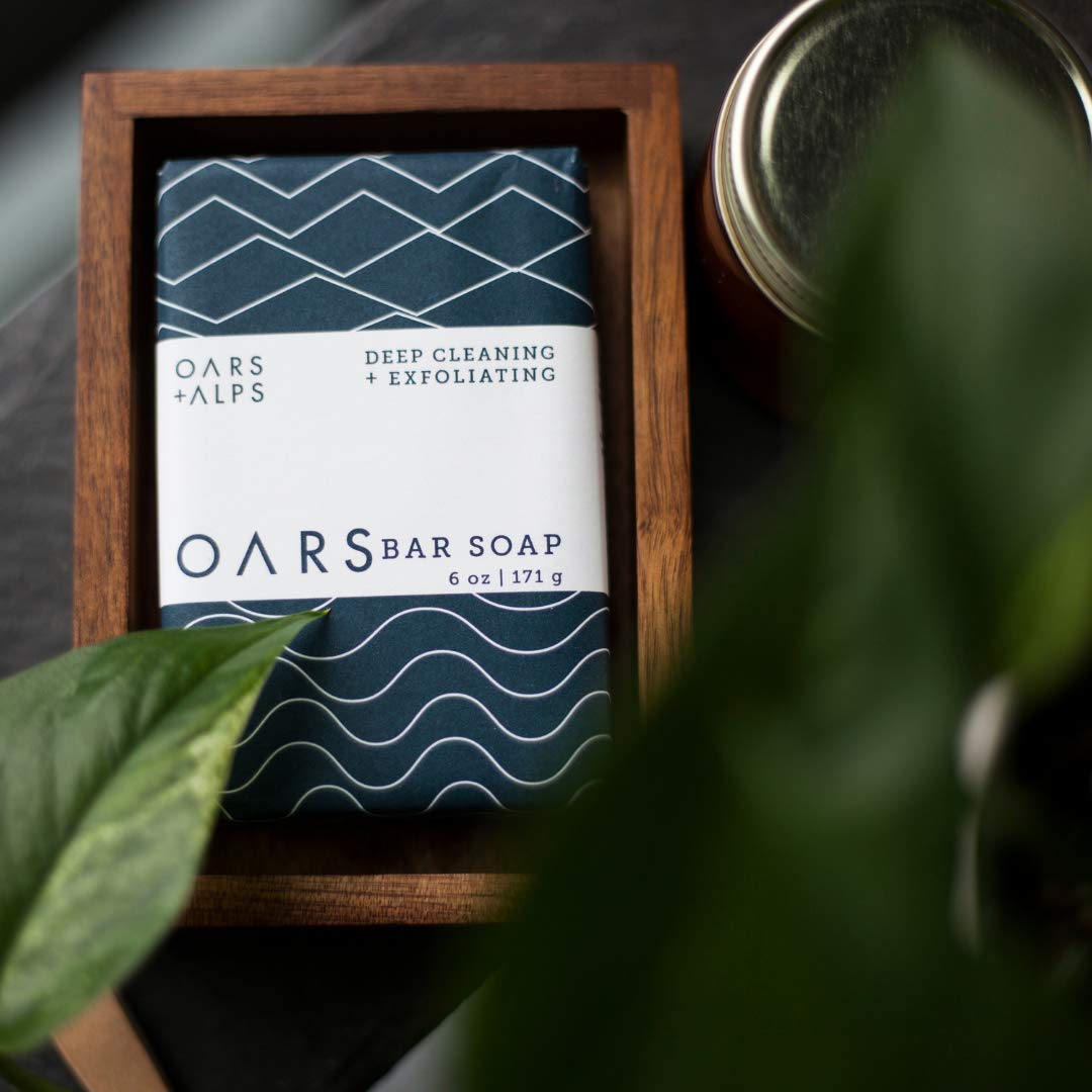 Oars + Alps Blue Charcoal Exfoliating Men's Bar Soap, Dermatologist Tested and Made with Clean Ingredients, Travel Size, 3 Pack, 6 Oz Each