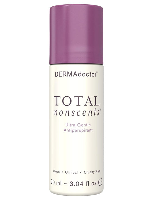 DERMAdoctor Total NonScents Ultra-Gentle Antiperspirant for Sensitive Skin. Unscented, Clinical Strength Antiperspirant for Men & Women; Hypoallergenic Roll On Deodorant - 3 oz