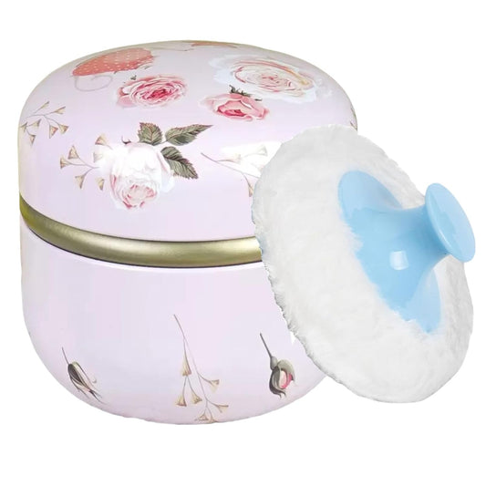 Body Powder Puff and Container, 3.35" Portable Dusting Powder Container with Soft Puff Loose Powder Case Box Jar with Lids for Baby Women Home and Travel Use