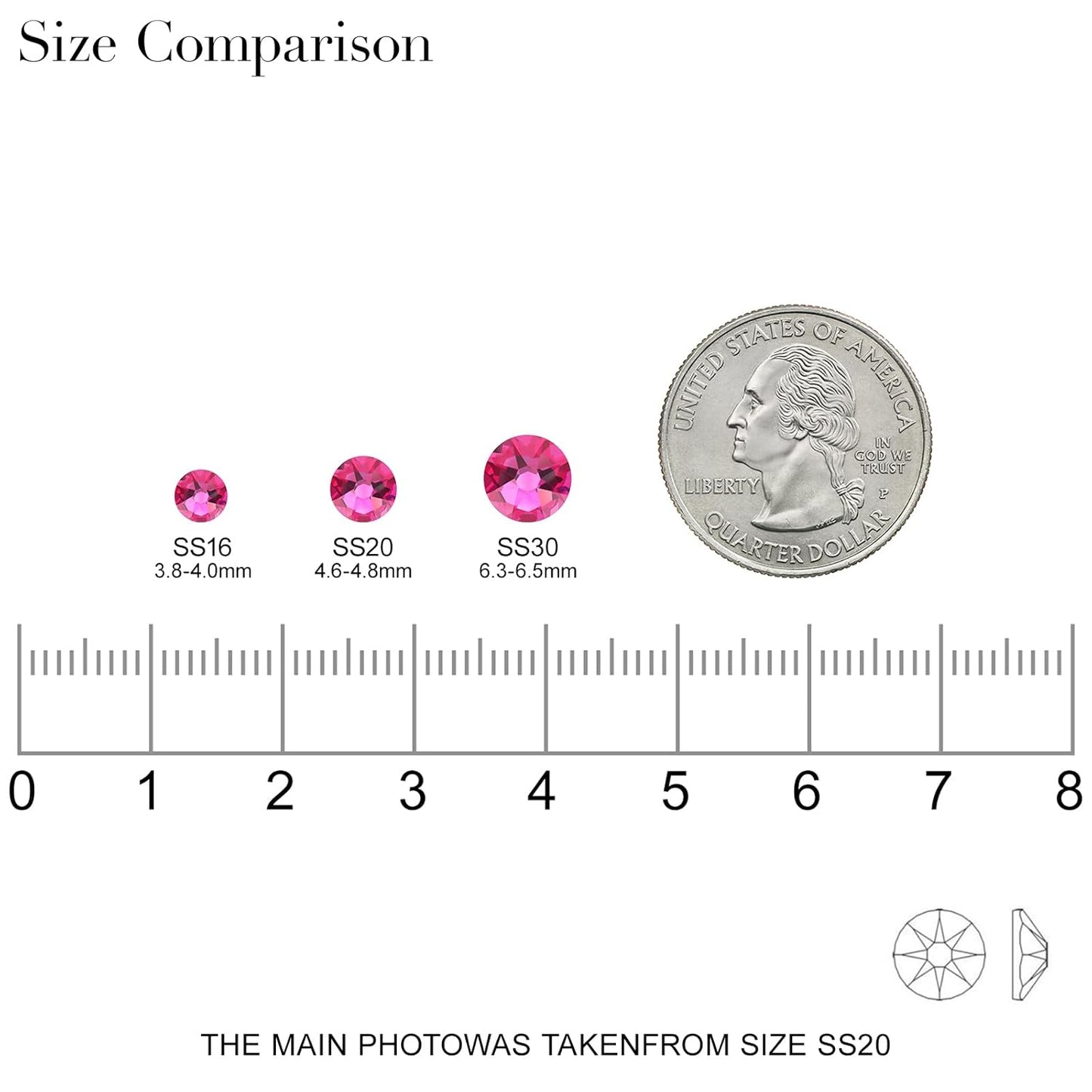 Novani Fuchsia Rhinestones 1440pcs Flat Back Round Rhinestone Style 2088 Sparkly Crystal Gemstones for Nail Art and Crafting SS20,4.6-4.8mm