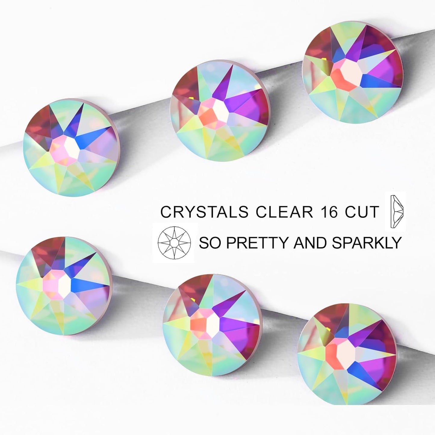 Novani 80pcs Crystal AB Rhinestones Flat Back Round Rhinestone Style 2088 Sparkly Crystal Gemstones for Nail Art and Crafting,SS34(7.1-7.3mm