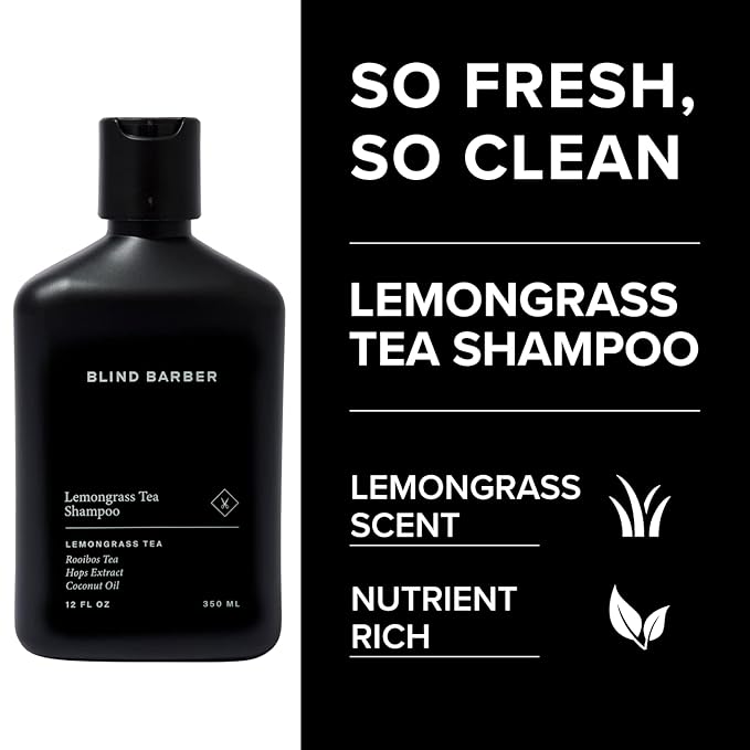 Blind Barber Shower Essentials Gift Set - Mens Body Wash, Shampoo and Conditioner Set - Lemongrass Tea Body Soap + Hair Care Gifts for Men (3 Count)