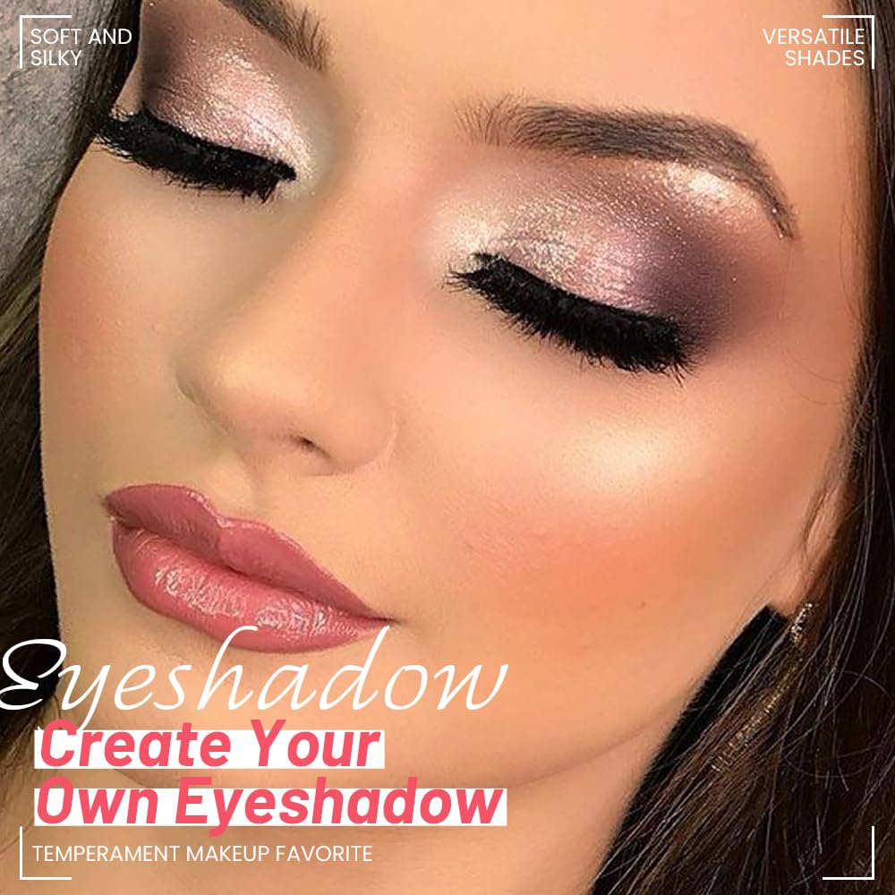 Eyeshadow Quad - Blendable Matte & Shimmer, 4 Shades Nude, Champagne, Gold, Brown, Velvety Pigmented Formula, Long-Lasting, Built-In Mirror, Perfect for Older Women 02#