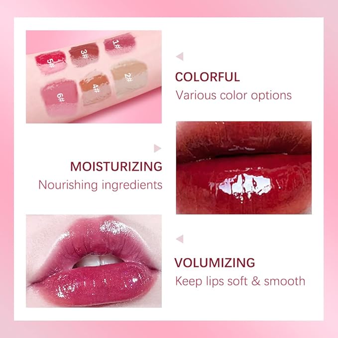 ibcccndc Lip Plumper Plumping Lip Gloss Hydrating Nourishing Lip Oil Red Liquid Lipstick Lip Care Products Mineral Oil Clear Lipgloss (3)