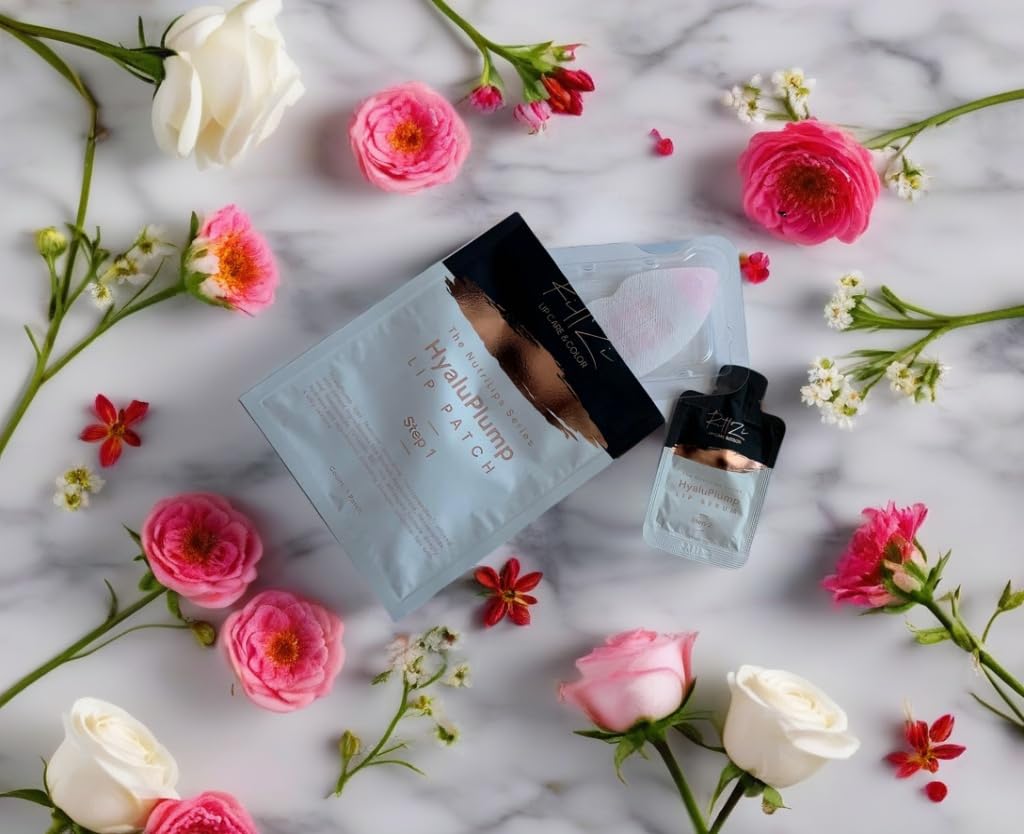 HyaluPlump Lips – Innovative Two-Step Lip Care System Featuring 800 Self-Dissolving Microneedles made from Sodium Hyaluronate, Niacinamide, and Peptides for Hydrated, Plump Lips