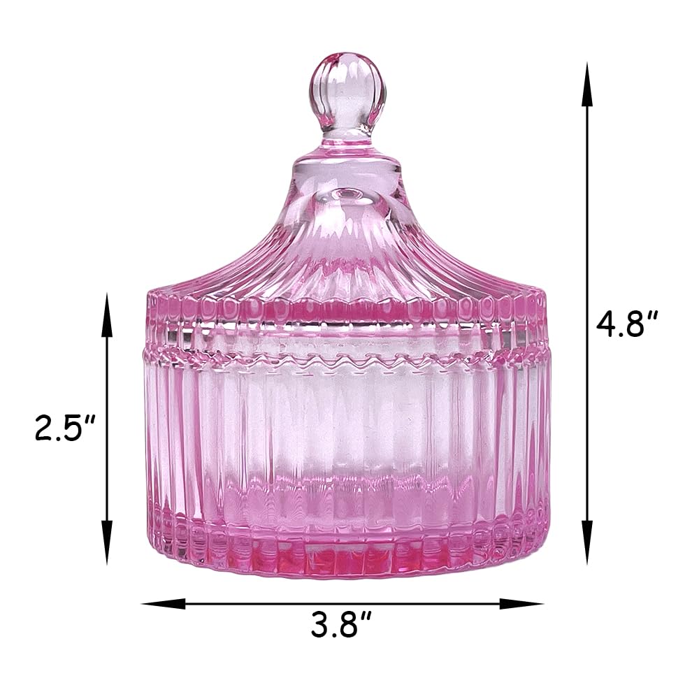 Ultra Soft Powder Puff and Container 3.3" High Density Velvet Dusting Washable Reusable Powder Puff,Body Powder Puff and Glass Jar Holder Loose Powder Box with Puff for Face Makeup(Pink)