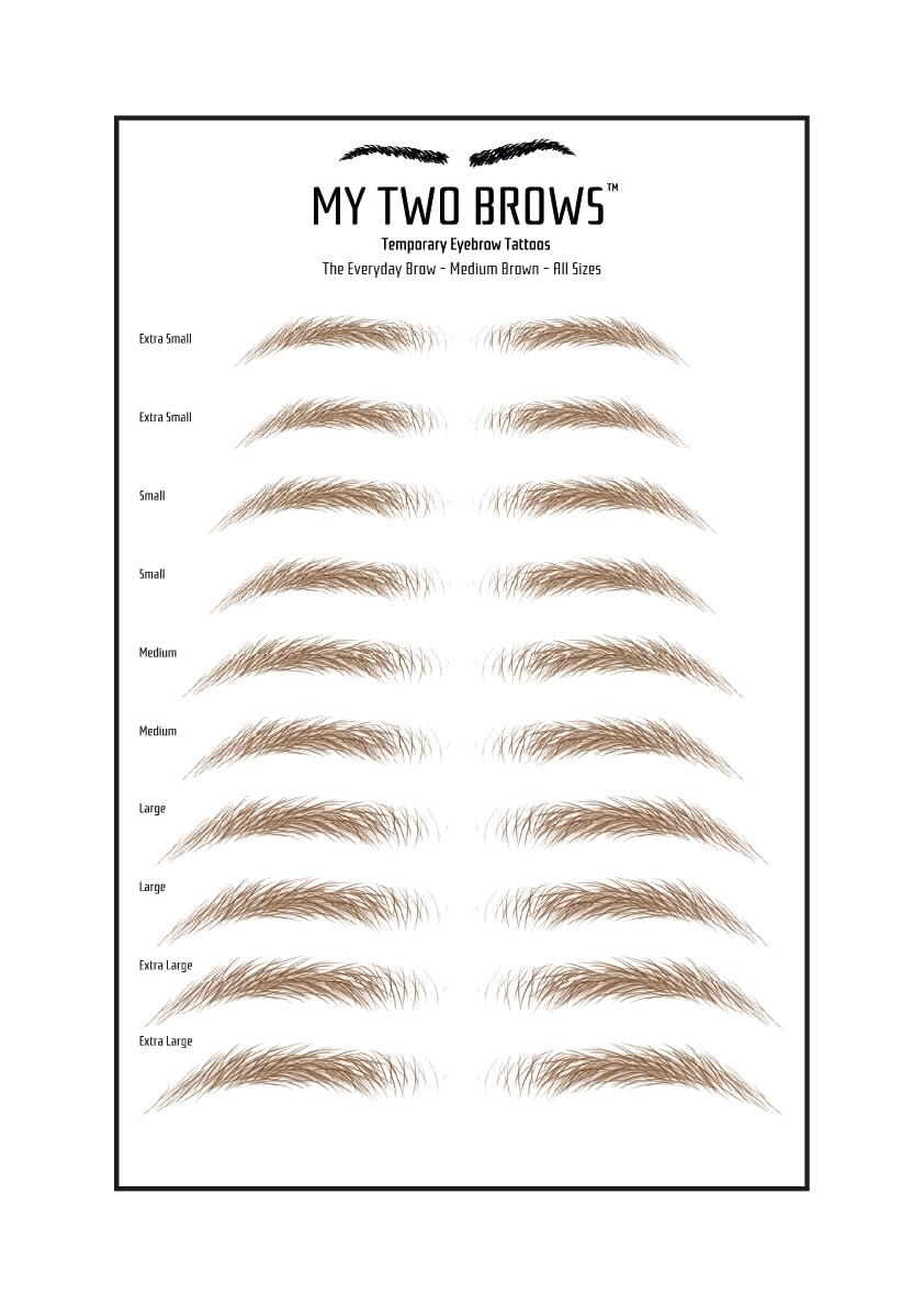 (10 pairs) Dark Brown Temporary Eyebrow Tattoo - Large Size - Waterproof & Smudgeproof - Everyday Brow Style Eyebrow Stickers - Sheet Lasts up to 30 Days - Won't Work on Existing Brows
