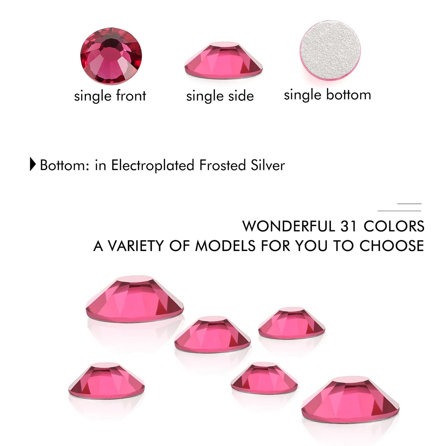 1440Pcs Rose Crystal Rhinestones,Glass Flatback Rhinestones Gemstones Mini for Nail Face Makeup Art Crafts Clothes Decoration -(SS6,2.0mm,Rose)