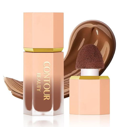 Liquid Contour Stick, Soft Cream Contour Makeup, Liquid Bronzer Face Concealer Matte Contouring with Cushion Applicator, Long Lasting Silky Face Contour Cream Bronzer Contouring Makeup (103)
