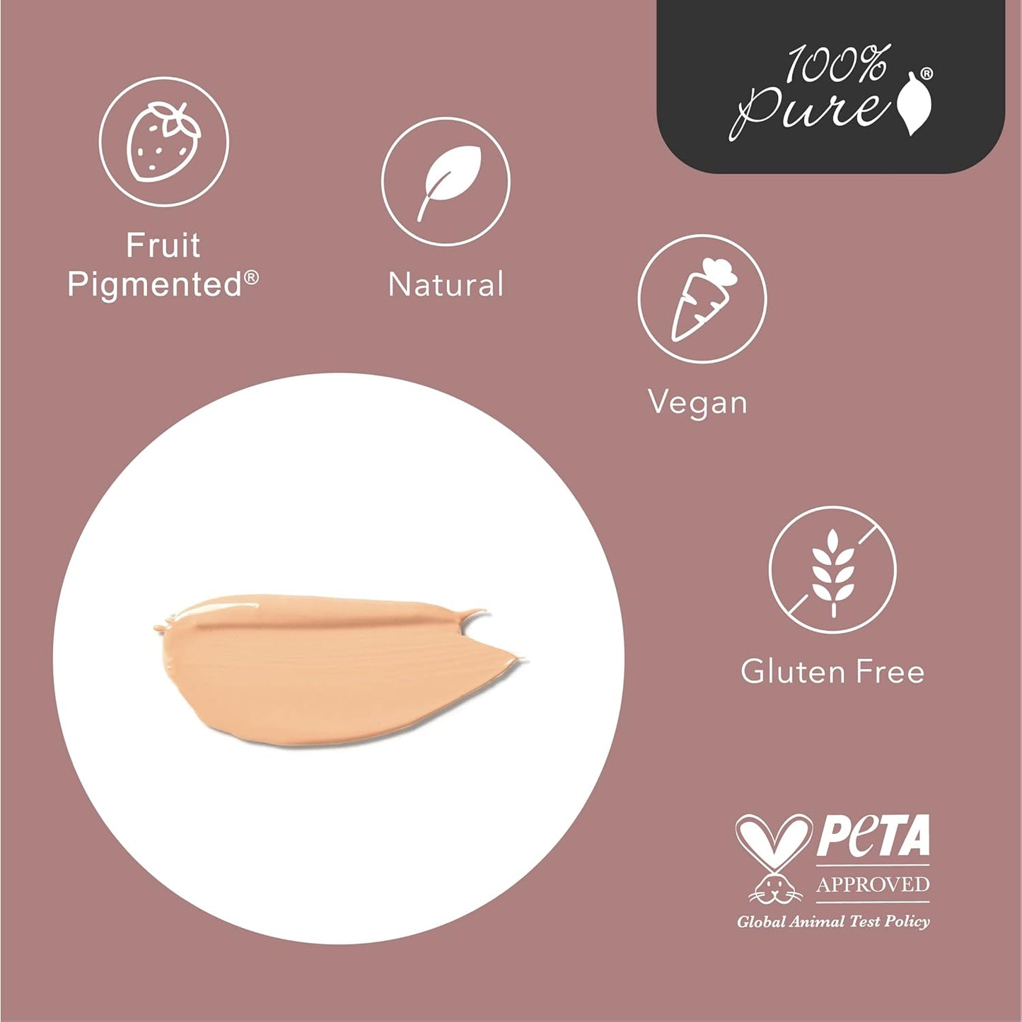 100% PURE Tinted Moisturizer Anti-Aging Face Makeup - Fruit Pigmented Alpine Rose Light to Medium Coverage & Dewy Glow - Lightweight Foundation Fair Skin w/Pink Undertone - Vegan - 1.7 Fl Oz