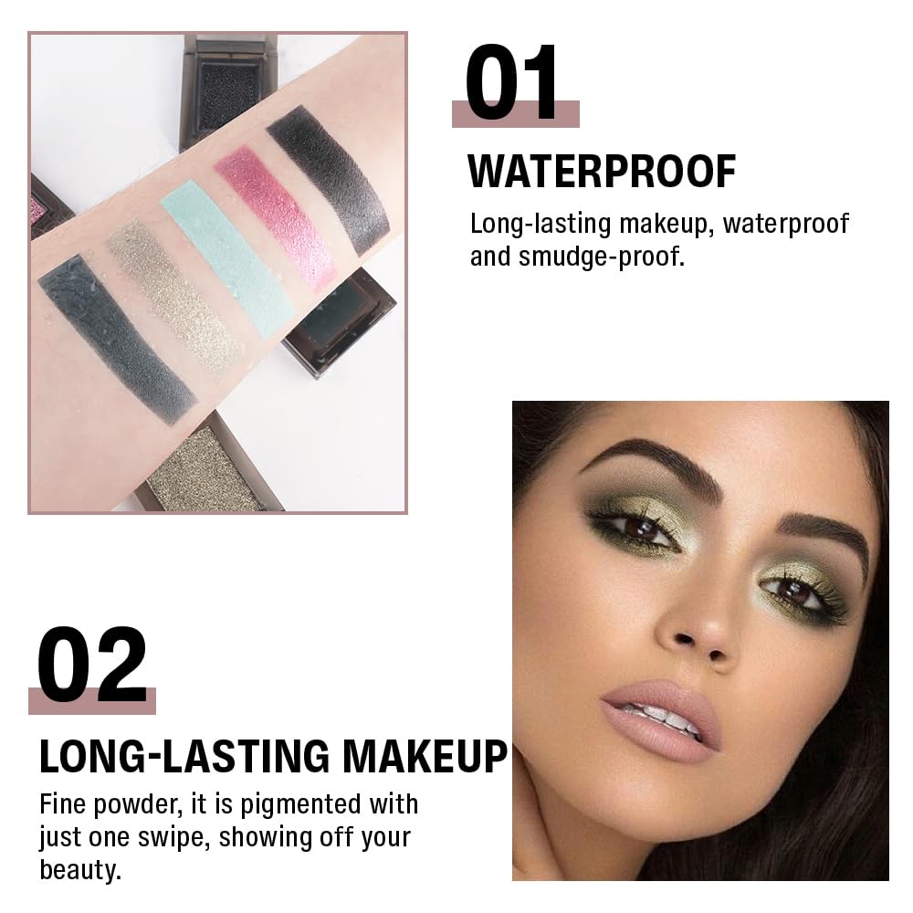 Glitter Shimmer Sparkle Eye Shadow Palette Makeup for Women, Nude Gold Glitter Shimmer Metallic Holographic Iridescent Cream Iridescent Single Monochrome Eyeshadow Makeup,Vegan