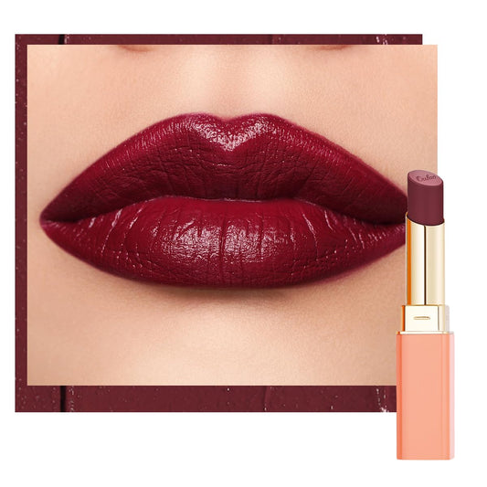 Oulac Color Rich Satin Lipstick - Burgundy Red Full Coverage Lip Color, Creamy Silky-Smooth, Moisturizing, Satin Matte Finish, Infused With Shea Butter, Vegan & Clean Beauty, 4g, SG13 Burgundy